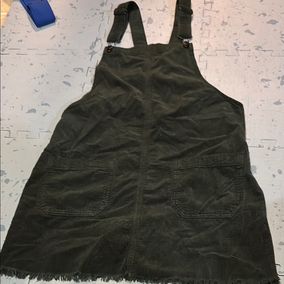 American Eagle green Corduroy Overall Dress - Picture 1 of 3